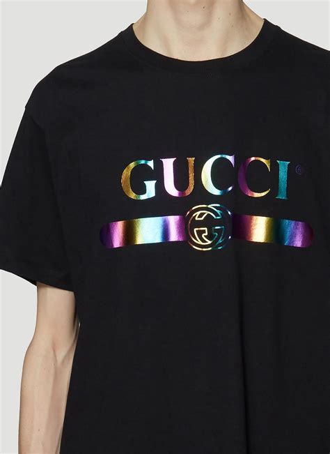 gucci holographic t shirt|Gucci logo t shirt.